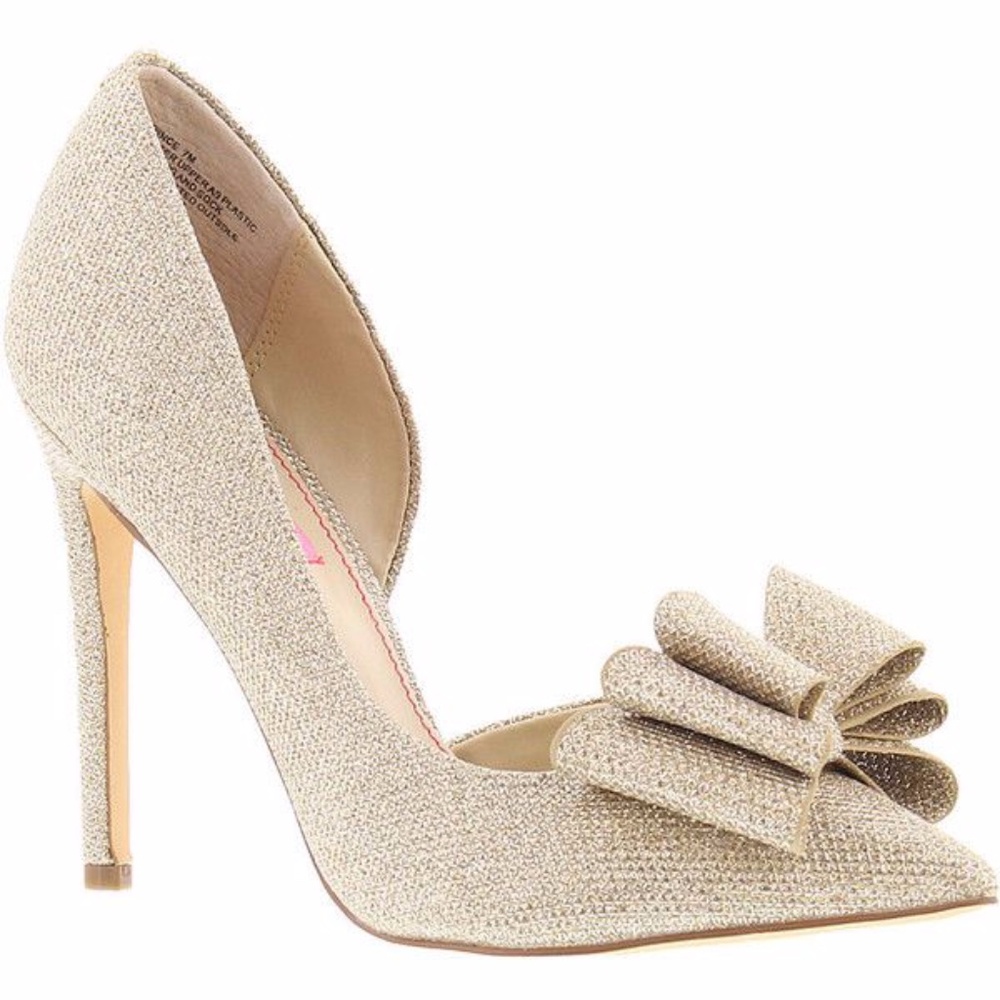 Betsey Johnson Gold Bow Princess Heels